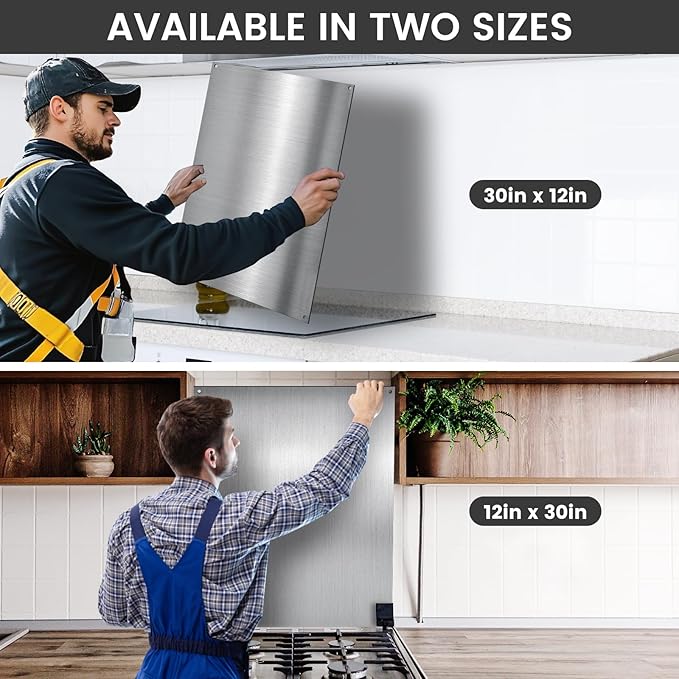 12"x29.5" Stainless Steel Backsplash - Ultra Flat & Easy to Clean, Protect Wall from Splash & Stain - Kitchen Stove Backsplash Panel for Oven & Range Hood with Pre-Drilled Holes