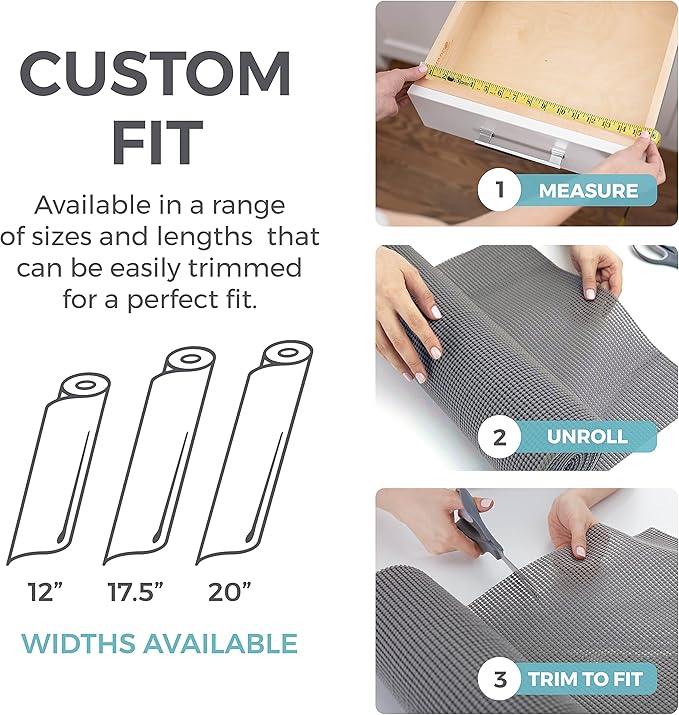 HOME GENIE Shelf Drawer and Cabinet Liner, Durable with Strong Grip, 12 in x 20 FT, Non Adhesive Liners Protect Kitchen Cabinets and Cupboard, Pantry, Bathroom Drawers and Shelves, Desks, Light Taupe