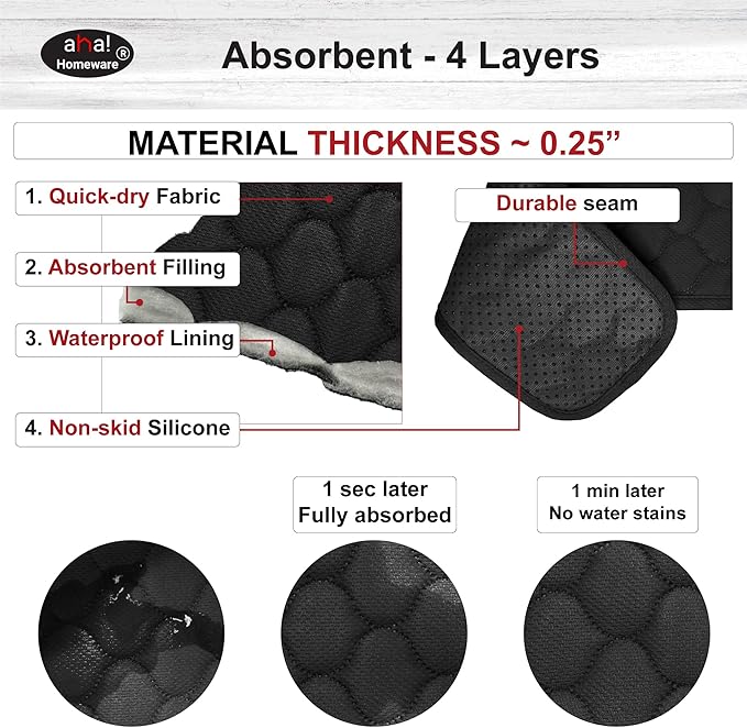 Bathroom Sink Splash Guard Oval-Hole Rectangle-Hole: AHA HOMEWARE, Faucet Mat for Bathroom Sink Oval Base, Bathroom Sink Water Splash Guard Centerset Rectangle Base (Black & Black)