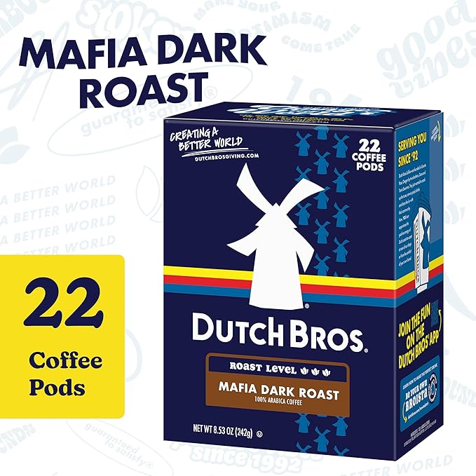 Dutch Bros® Mafia Dark Roast, 22 Count, Dark Roast, Single Serve Coffee Pods for Keurig K-Cup Brewers