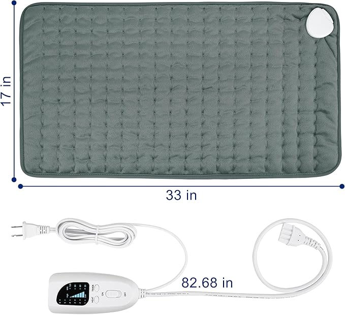 33x17 Inch Electric Heating pad for Back Neck Shoulder Knee Arms Legs- Electric Heat Pads with 6 Heat Settings & Auto Shut Off &Dry/Moist Heat Heating Pad for Birthday Mother Father Gril Men Women