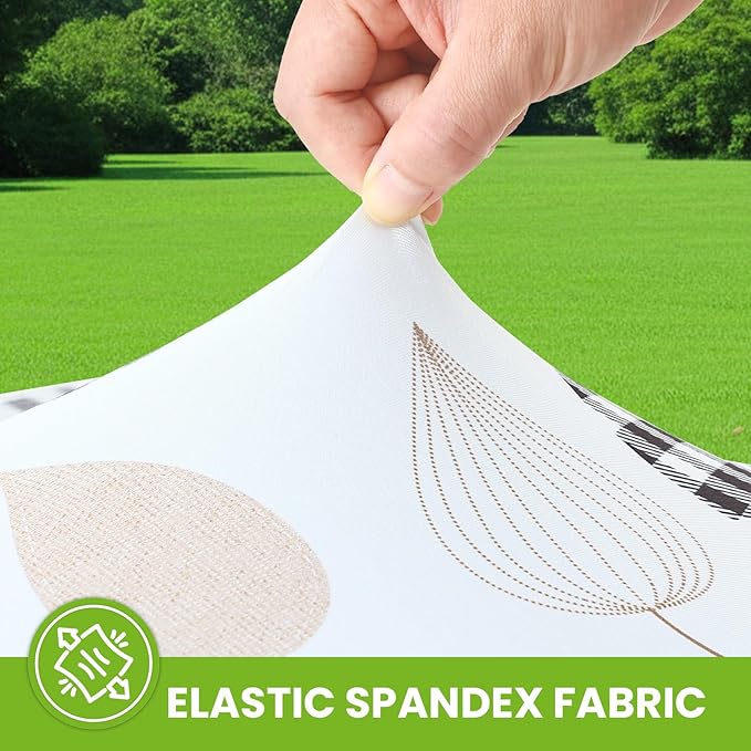 Smiry Spandex Fitted Tablecloth for 6 Foot Rectangle Tables, Washable Picnic Table Cover with Elastic, Stretch Reusable Table Cloth for Outdoor, Camping, Dining & Kitchen (Leaves, 30"x72")
