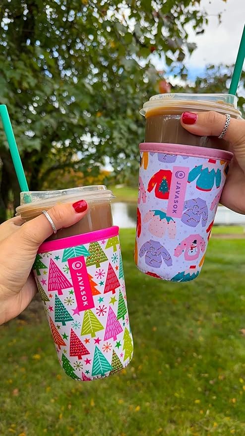 Sok It JavaSok Iced Coffee & Cold Soda Insulated Neoprene Cup Sleeve (Cozy Knits, Large: 30-32oz)