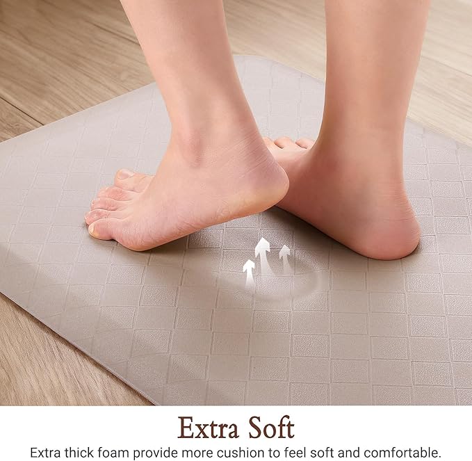 HappyTrends Kitchen Runner Rugs Anti-Fatigue mats,17.3"x 60",Non Slip Waterproof Ergonomic Comfort Mat for Kitchen, Floor Home, Office, Sink, Laundry,Khaki