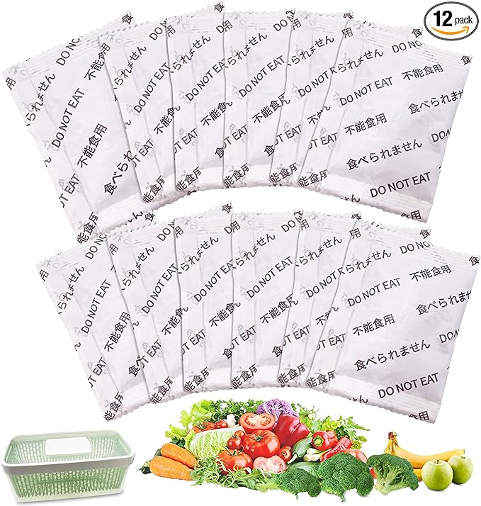 12 Pack Produce Saver Refills Kit for OXO GreenSaver Produce Keepers and Crisper Inserts, Keep Fruits Veg Fresh, Also Compatible with Bluapple Produce Freshness Saver Balls and other Produce Savers