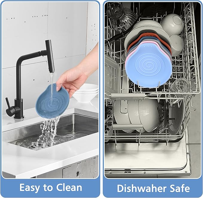 Silicone Spoon Rest for Stove Top - BPA-Free, Heat-Resistant Spoon Holder - Spoon Rest for Kitchen Counter - Large Cooking Utensil Rest for Spoons, Spatulas, Ladles or Tongs - Indigo 2 Pack