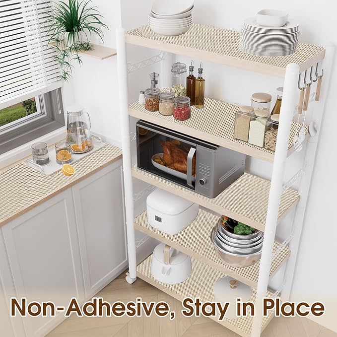 Shelf Liner for Kitchen Cabinet, Drawer Liners Non Slip Non Adhesive Thick Mat, Breathable Dresser Pantry Bathroom Protector, Cream, 12" x 120"
