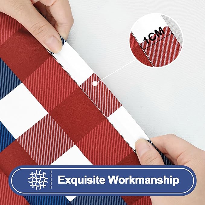 Smiry Picnic Table Cloth 2 Pack, Waterproof Elastic Fitted Tablecloths for 8FT Rectangle Tables, Washable Polyester Buffalo Plaid Tablecloth for Camping & Outdoor (Red & Blue, 30" x 96")