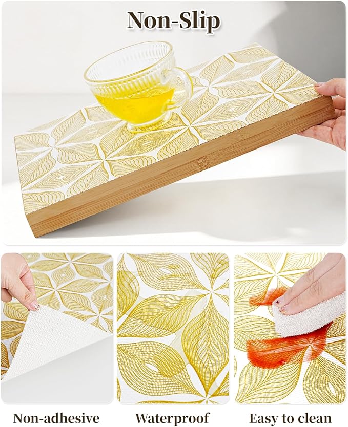 Shelf Liners for Kitchen Cabinets Non-Adhesive, Non-Slip Thickened Shelf Paper Waterproof Washable for Drawer Dresser Pantry Shelve Bathroom Protector Liner