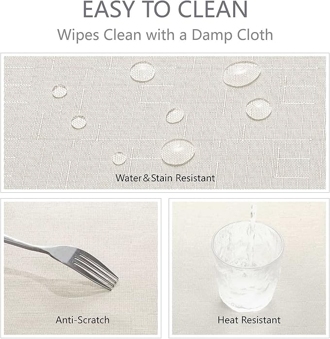 Veblandy Rectangle Tablecloth 60x144 inch Linen Textured Waterproof Table Cloth Stain and Wrinkle Resistant Washable, Decorative Fabric Table Cover for Outdoor and Indoor Use, Ivory
