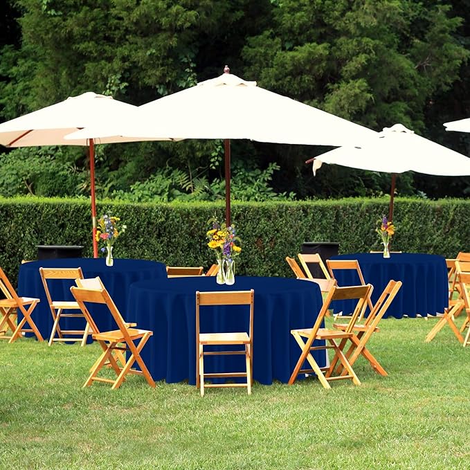 sancua Round Tablecloth 90 Inch Diameter, 8 Pack - Circle Polyester Fabric Table Cloth for Wedding Party Reception Banquet Birthday, Washable Formal Table Cover (Fit 30-72 Inch Tables), Navy Blue