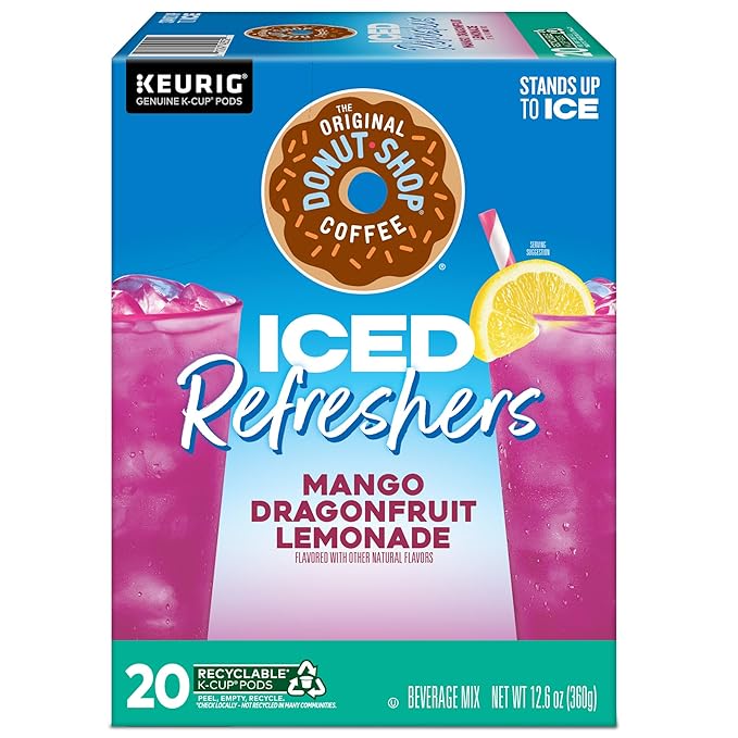 The Original Donut Shop Iced Refreshers, Mango Dragonfruit Lemonade Flavor, Keurig Single Serve K-Cup Pods, 20 Count