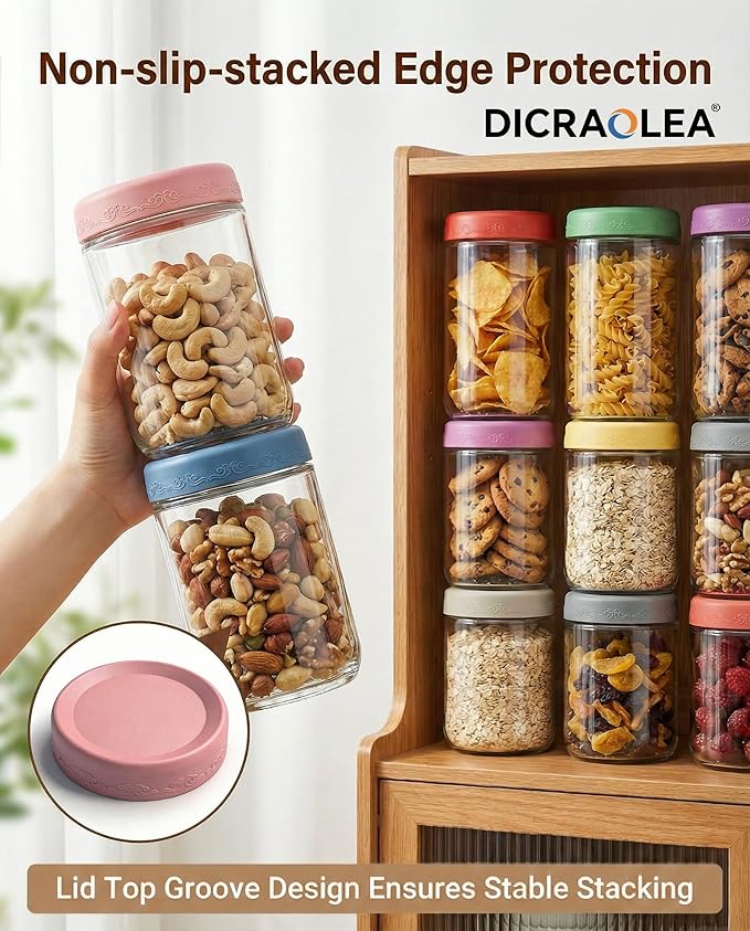 18oz 8Pack Glass Overnight Oats Jars Containers with Airtight Leakproof Lids, Reusable Mason Jars for Meal Prep, Yogurt Parfaits, Smoothies, Salads & Healthy Breakfasts(18oz-8Pack)