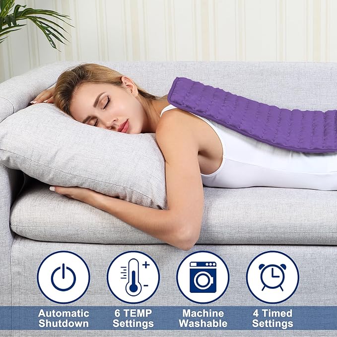 33x17 Inch Electric Heating pad for Back Neck Shoulder Knee Arms Legs- Electric Heat Pads with 6 Heat Settings & Auto Shut Off &Dry/Moist Heat Heating Pad for Birthday Mother Father Girl Men Women