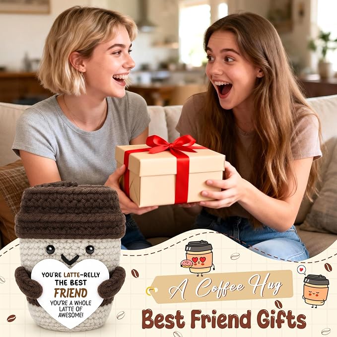 Agantree art Best Friend Birthday Women Gifts Coffee Lover Mug Birthday Graduation Friend Gifts for Women Men Best Friends BFF Work Bestie Coworker Positive Crochet Home Desk Decor