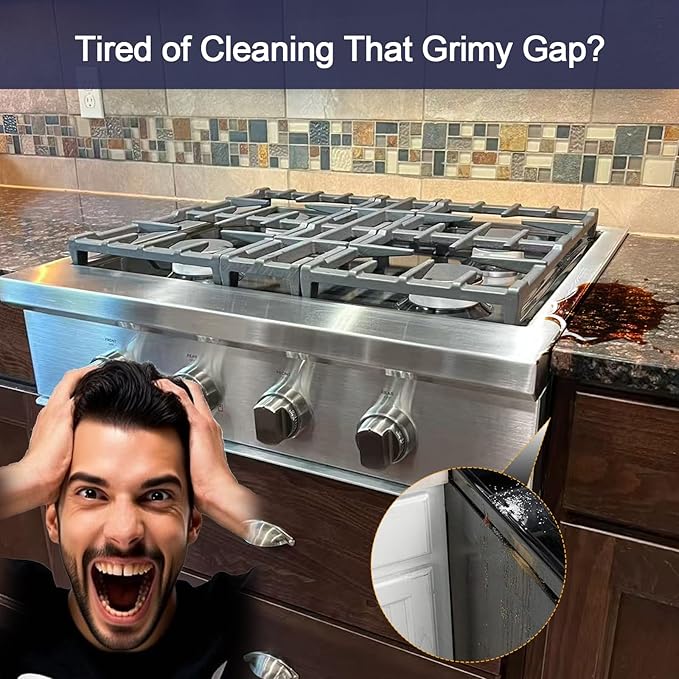 Stove Gap Covers Stainless Steel, Retractable Stove & Counter Gap Filler (13.8''–27.5''), Width 1'', Heat Resistant Metal Guard Between Stove and Countertop, Black
