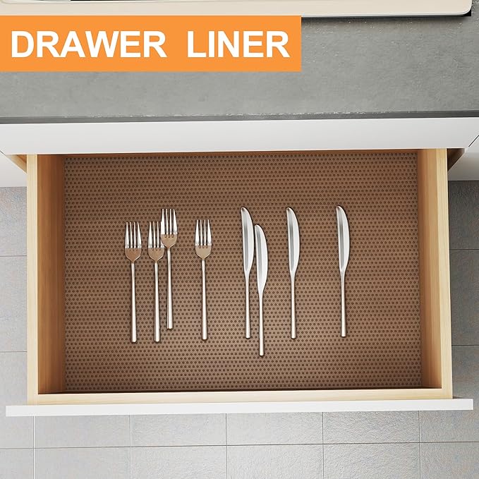 FLPMIX Kitchen Cabinet Drawer Liner: Clear Non-Adhesive Pantry Shelf Liner - Waterproof Easy to Cut Refrigerator Mat - Translucent Grey Bathroom Cupboard Liners for Shelves 15" x 240"