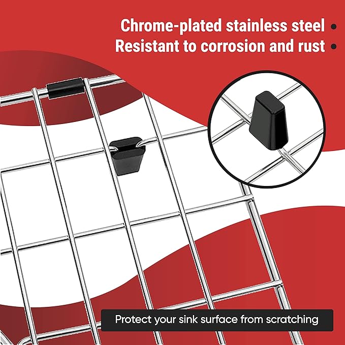 Sink Protectors for Kitchen Sink, Stainless Steel Protective Grid 11.26 x 14.5 Inch, Sink Rack for Bottom of Sink
