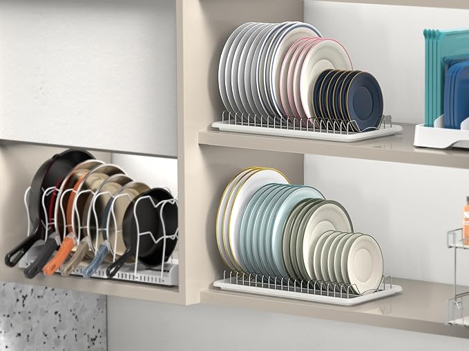 Simple Houseware 2 Pack Stainless Steel Plate Drying Rack with Drainboard, Chrome