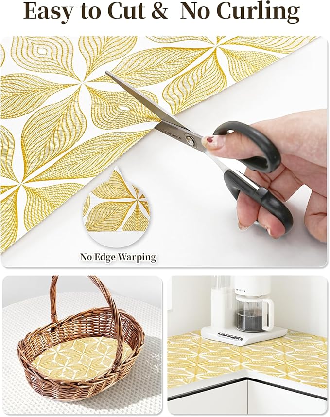 Shelf Liners for Kitchen Cabinets Non-Adhesive, Non-Slip Thickened Shelf Paper Waterproof Washable for Drawer Dresser Pantry Shelve Bathroom Protector Liner