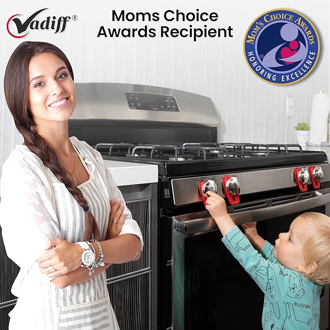 2025-26 Mom's Choice Winner- Gas Stove Knob Locks - Gray Silicone Stove Knob Safety Covers for Toddlers, Pets - Child Proof Universal Size Knobs - Baby Proofing Protectors for Electric Stoves- 5Pcs