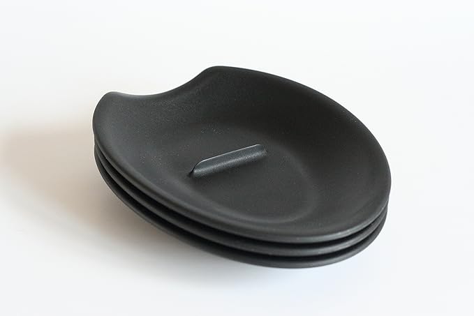 THE ORIGINAL Crack'em Egg Cracker & Spoon Rest (Black 3-Pack) - Perfectly Cracks Eggs & Contains Messes - Easy to Use & Clean - Great for Kids - Prevents Broken Yolks