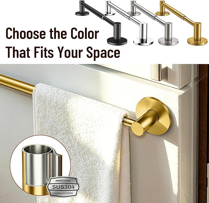Magnetic Towel Bar, Adjustable Towel Rod with Larger Magnetic Base & Hidden Magnet Design, Non-Slip Magnetic Towel Holder for Refrigerator, Dishwasher, Oven, Washer (Brushed Gold, 1Pack)