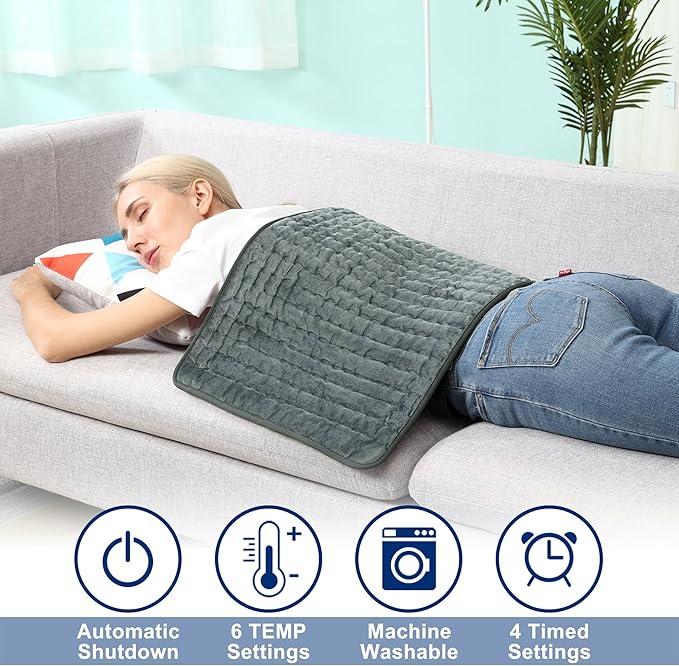 33x17 Inch Electric Heating pad for Back Neck Shoulder Knee Arms Legs- Electric Heat Pads with 6 Heat Settings & Auto Shut Off &Dry/Moist Heat Heating Pad for Birthday Mother Father Gril Men Women