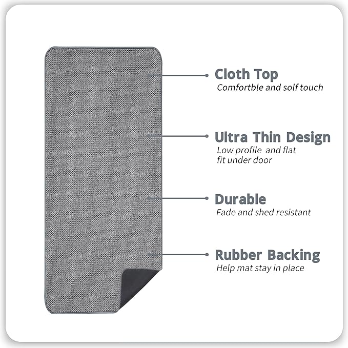 Bath Mat,Ultra Thin Bathroom Runner Rugs,Large Bath Mats for Bathroom,Quick Dry,Non-Slip,Machine Washable,Low Pile,Bath Rug,Shower Outside,Sink,Home Decor Accessories.Grey,1'9"x3'11"（21x47inch）