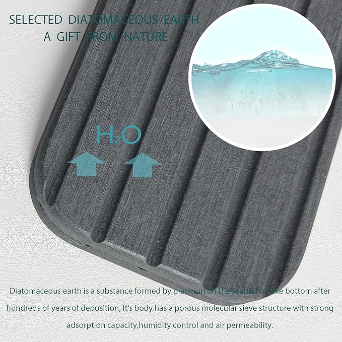 17inch x 4inch Kitchen Sink Faucet Mat, Water Absorbing Stone Faucet Splash Guard for Bathroom Counter, Quick Drying Diatomite Tray for Kitchen Sink, Dark Gray
