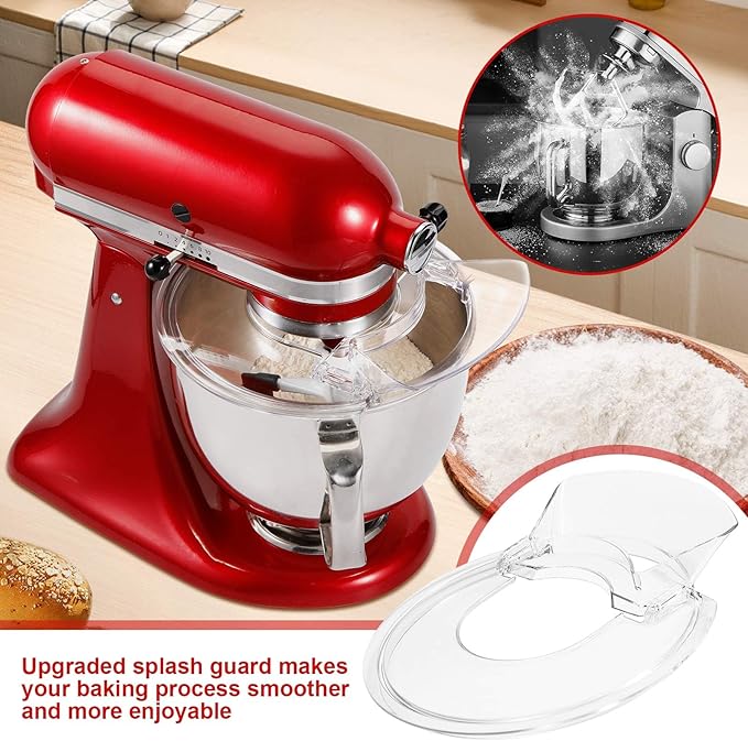 Pouring Shield for KitchenAid 4.5-5 Quart Tilt-Head Stand Mixer, Splash Guard with Removable Pouring Chute, Mixer Accessories and Attachments