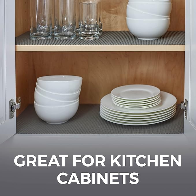 HOME GENIE Shelf Drawer and Cabinet Liner, Durable with Strong Grip, 20 in x 20 FT, Non Adhesive Liners Protect Kitchen Cabinets and Cupboard, Pantry, Bathroom Drawers and Shelves, Desks, Slate Gray