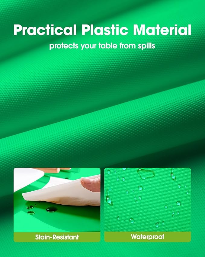 Pureegg Plastic Table Cloth Disposable 10 Pack, 54 x 108 Inch Table Cloths, St Patricks Day, Christmas Decorations, Tablecloths, Rectangle, Forest, Plastic Cover, Leakproof & Sturdy, Green