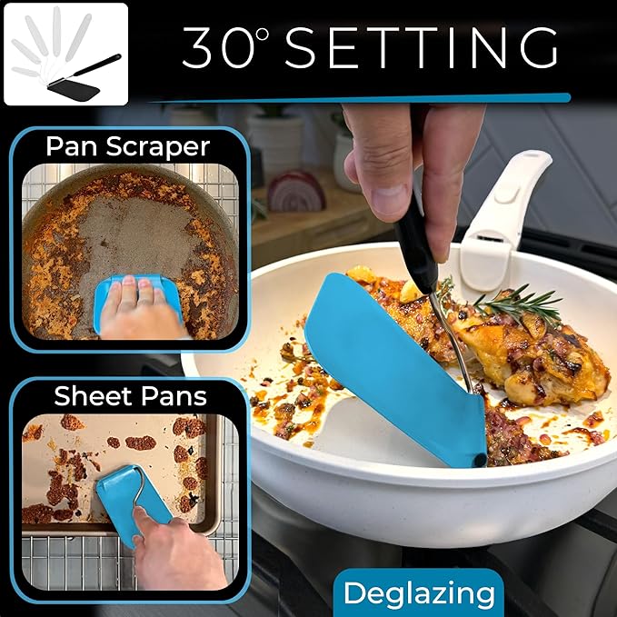 Adjustable Angle Spatula - New PPSU material - Turner and Flipper for Eggs, Pancakes, Burgers - Swappable Spatula Heads - Thin, Heat Resistant - Non-Stick Cookware Safe