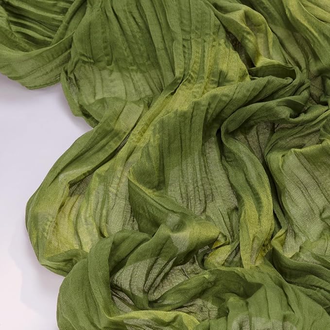 Socomi 10pcs Moss Green Summer Cheesecloth Table Runner Boho Rustic Gauze 120 inch 10FT Cheese Cloth Sheer Runner for Wedding Party Baby Shower Birthday Home Decor Holiday Decorations