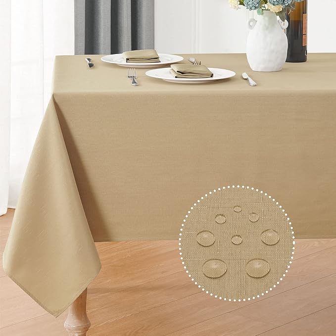 Veblandy Faux Linen Rectangle Tablecloth Waterproof 60x104 inch Table Cloth Stain and Wrinkle Resistant Washable, Decorative Fabric Table Cover for Dining, Kitchen, Wedding and Parties, Coffee
