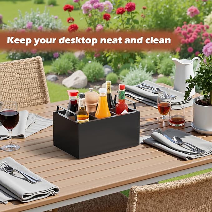 Wooden Silverware Caddy Organizer, Acacia Wooden Silverware Holder, Utensil Holder for Party, Utensil Organizer for Countertop, Black