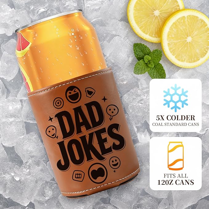 Fathers Day Gift for Dad- Keeps Cold 12Oz Can Cooler Insulated No Wet Hands, Dad Birthday Gifts from Daughter Son with Gift Box for Father's Day Retirement, Cauife Slim Can Koozie for Beer Soda