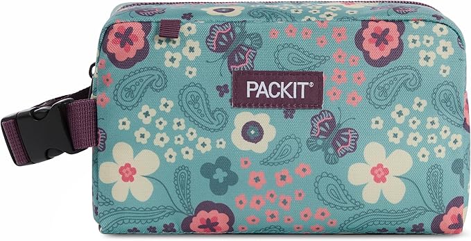 PackIt Freezable Small Insulated Snack Box, Butterfly Paisley, with EcoFreeze Technology (Built-in Ice Pack), Mini Cooler or Small Lunch Bag, For Fresh Snacks On the Go, for Work, Gym, or Travel