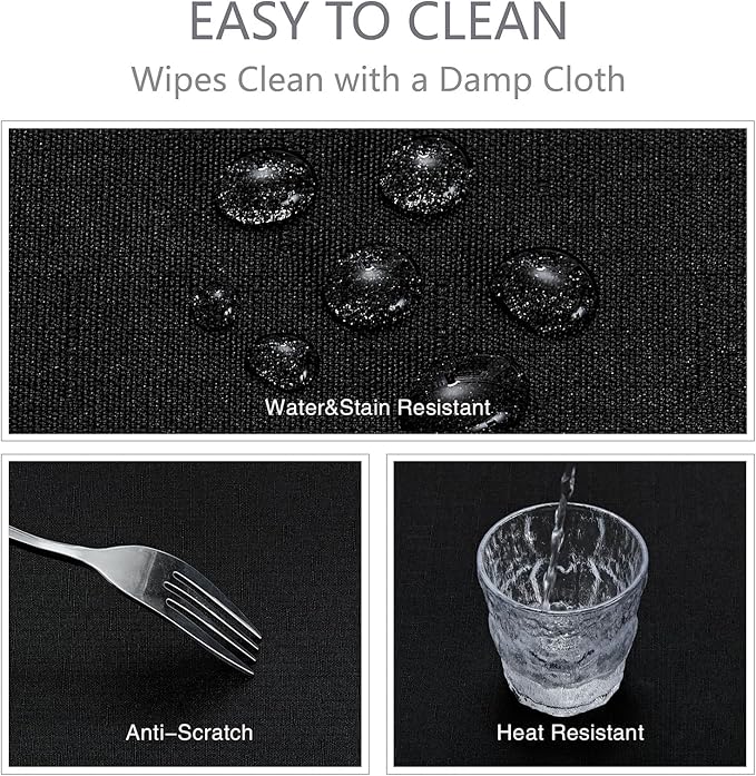 Veblandy Rectangle Tablecloth Waterproof 52x70 inch Linen Textured Table Cloth Stain and Wrinkle Resistant Washable, Decorative Fabric Table Cover for Dining, Party and Camping, Black