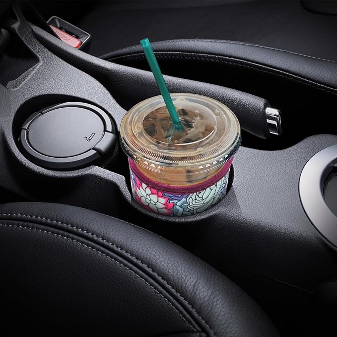 YR Reusable Neoprene Insulator Sleeve for Iced Coffee Cups, 3 Pack Coffee Coolies sleeves for Iced & Hot Drinks, Cold Beverage Cooler Compatible with Starbucks Coffee and More (Succulent)