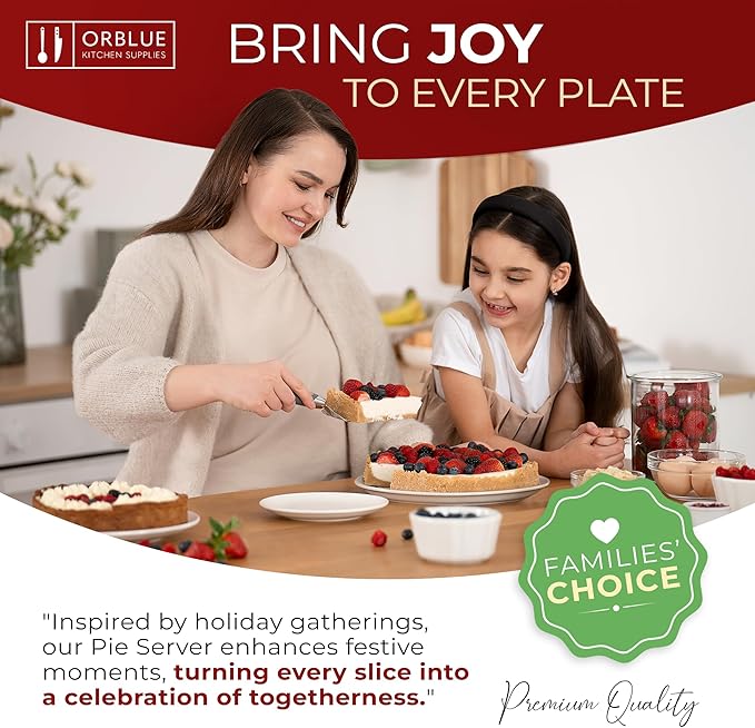 Orblue Pie Server, Essential Kitchen Tool, Serrated on Both Sides, Great for Right or Left Handed Chef, Stainless Steel Flatware, Cake Cutter, Black