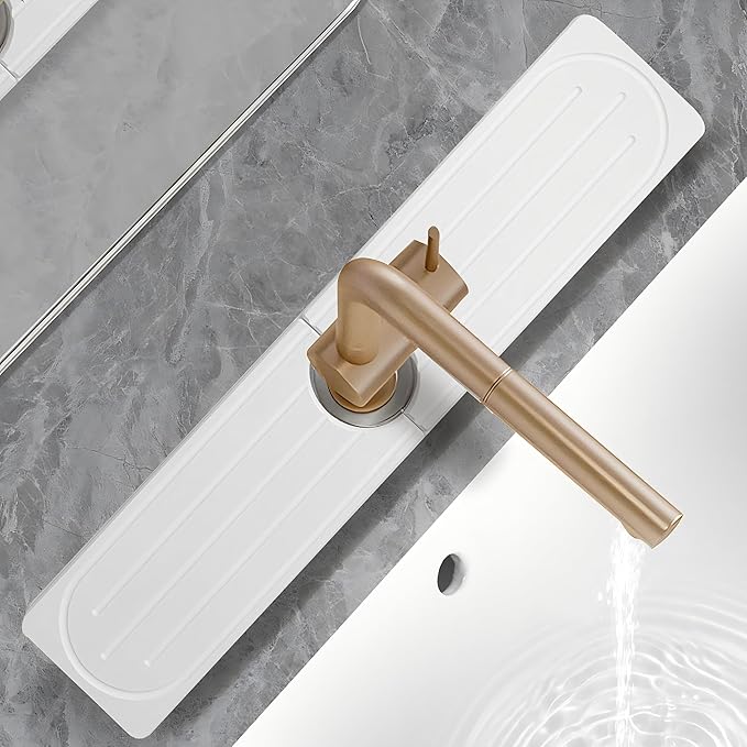 Stone Faucet Mat for Kitchen Sink, Diatomite Fast Drying Absorb Moisture Tray, Prevents Water Buildup, Durable Anti-slip Splash Guard Sink Protector (White, 20“x4”)
