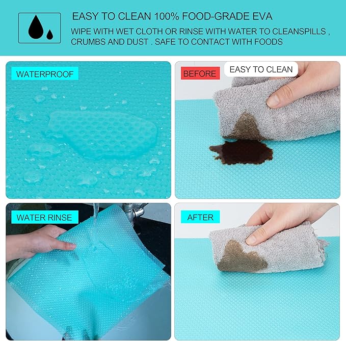 8 Pcs Refrigerator Liners Mats Washable, Refrigerator Mats Liner Waterproof Oilproof, Shinywear Fridge Liners for Shelves, Cover Pads for Freezer Glass Shelf Cupboard Cabinet Drawer (8 Gray)