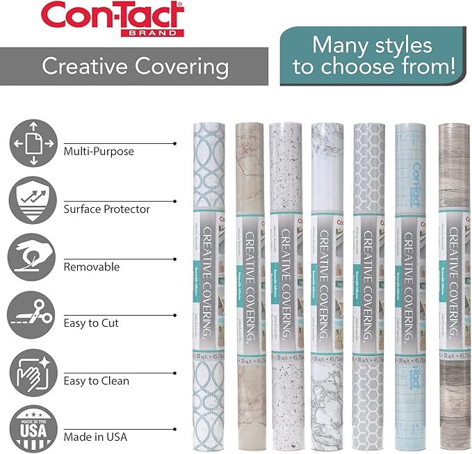 Con-Tact Brand Creative Clear Covering, Versatile and Self-Adhesive Shelf Liner, Transparent Privacy Film, Protective Clear Vinyl, 18'' x 9', Clear Glossy
