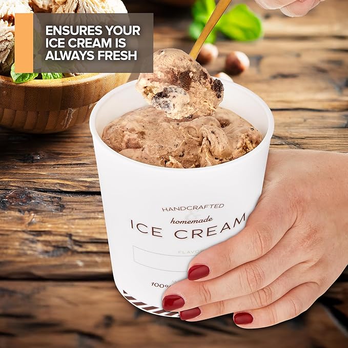 Stock Your Home 16oz Ice Cream Containers with Airtight Silicone Lids (2-Pack) Reusable 1 Pint Ice Cream Container for Storing Gelato, Sorbet, and Frozen Yogurt