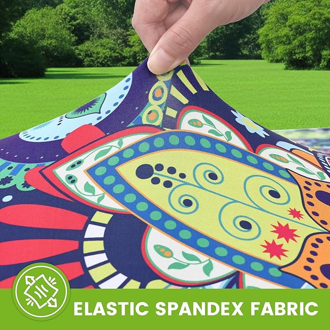Smiry Spandex Fitted Tablecloth for 8 Foot Rectangle Tables, Washable Picnic Table Cover with Elastic, Stretch Reusable Table Cloth for Outdoor, Camping, Dining & Kitchen (Paisley, 30"x96")