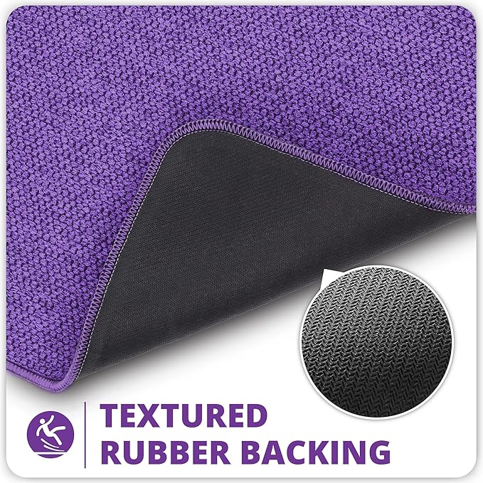 Bath Mat,Ultra Thin Bathroom Rugs,Rubber Bath Mats for Bathroom,No Slip Bath Rugs,Quick Dry,Machine Washable,Low Pile,Absorbent,Shower Outside,Sink,Home Decor Accessories.Purple,2'x3'(24x36inch)