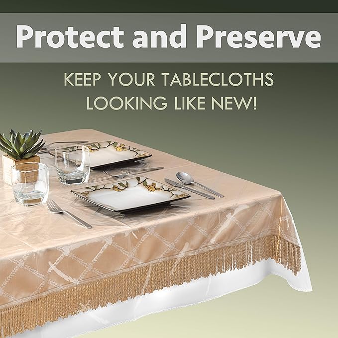 Elaine Karen Clear Plastic Table Cover Protector 100% Waterproof Table Protector Crystal Clear Plastic Tablecloth Cover for Dining Table Heavy Duty Vinyl, 60" x 120" Oval