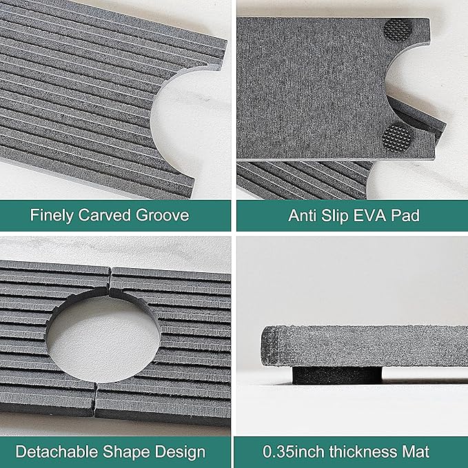 Stone Faucet Mat For Kitchen Sink with Raised Feet, 23.6" Long Diatomite Quick Drying Stone Sink Tray, Super Absorbent Kitchen Sink Splash Guard Sink Protectors for Kitchen Bathroom Counter